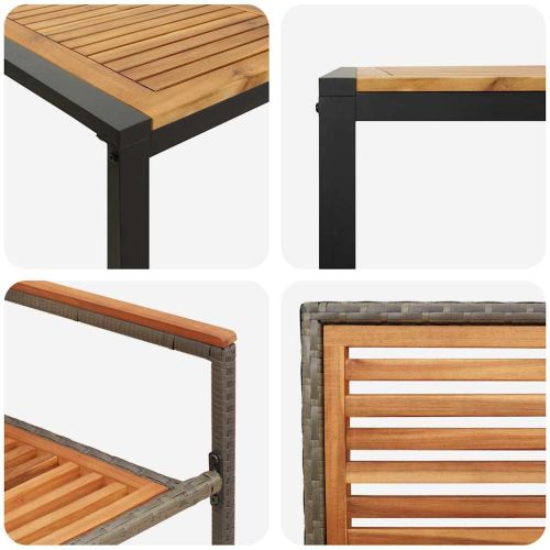 Комплект за хранене в градината 5 pcs Сив и кафяв полиратан