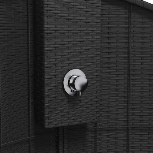 Външен душ черен 100x100x241,5 см полиратан и акациево дърво