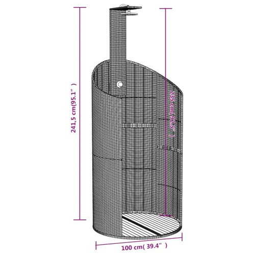 Външен душ черен 100x100x241,5 см полиратан и акациево дърво