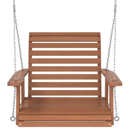 Градински люлеещ стол с метални вериги, кафяв, чам масив