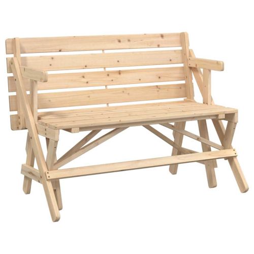 Пикник маса с пейки чамова дървесина масив 2 в 1 конвертируема