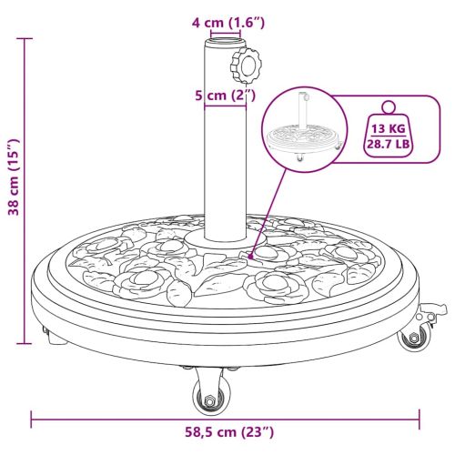 Основа за чадър Арт Деко Черно Ø 45 х 39,5 см Желязо