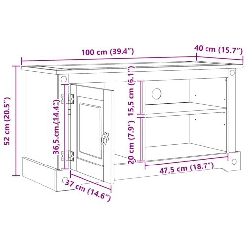 ТВ шкаф Corona Бяло 100 x 40 x 52 см Солидно борово дърво