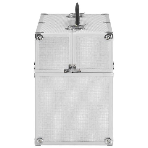 Куфар за гримове, 38x23x34 см, сребрист, алуминий