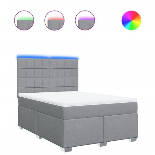 Боксспринг легло с матрак, светлосиво, 140x200 см, плат