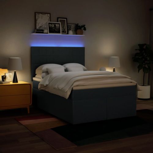 Боксспринг легло с матрак, синьо, 160x200 см, плат