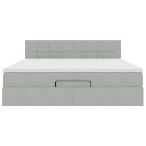 Османско легло с матрак Светло сиво 180x200 cm Кадифе