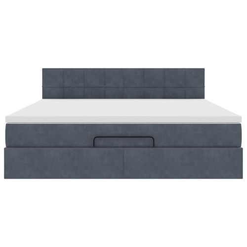 Османска легло с матрак, тъмносиво, 180x200 см, кадифе