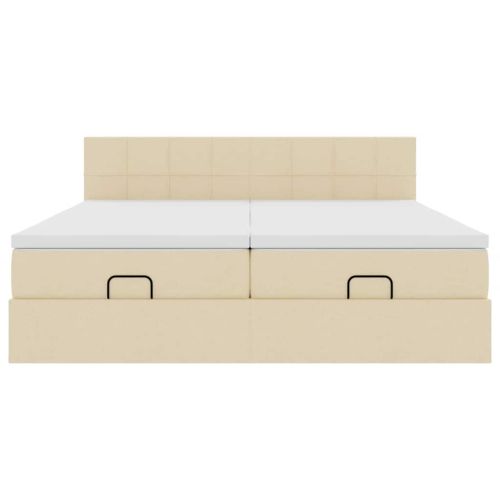 Османска легло с матраци, кремаво, 160x200 см, плат