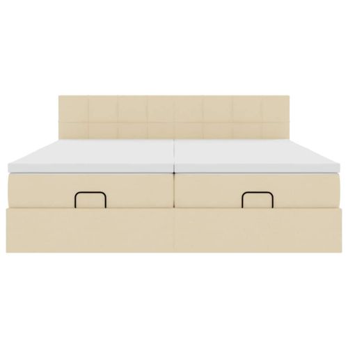 Османска легло с матраци и LED, кремаво, 160x200 см, плат