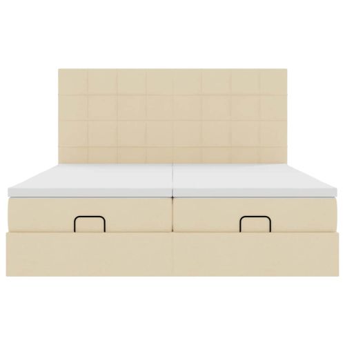Османска легло с матраци, кремаво, 160x200 см, плат