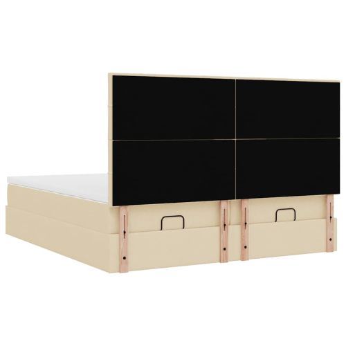 Османска легло с матраци, кремаво, 160x200 см, плат