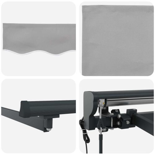 Сгъваем навес Светлосиво 350 x 250 cm Алуминий и Тъкан