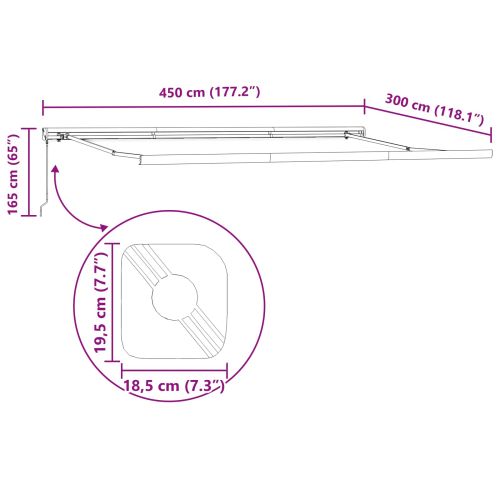 Сгъваем навес Червен и Черен 450 × 300 cm Текстил и Метал