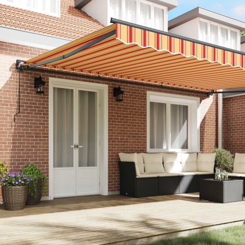 Сгъваем навес Многоцветен 500 × 300 cm Алуминий и Тъкан