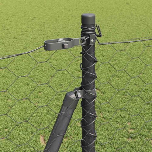 Стълб за ограда. Сив 25 x 1,5 м (50 мм мрежа) Стомана