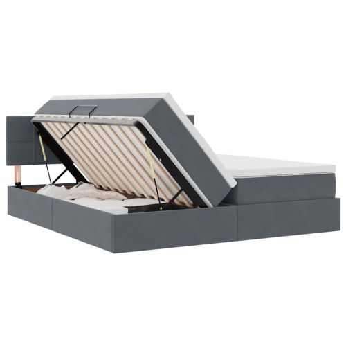 Легло с място за съхранение с матрак Тъмен сив 90 x 200 cm