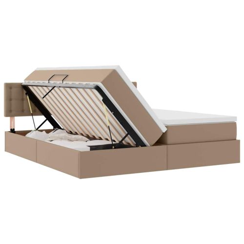 Легло с място за съхранение и LED с LED Капучино 180 x 200 cm