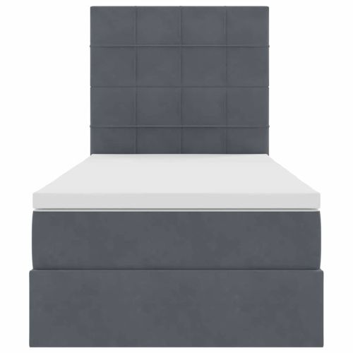 Легло с място за съхранение и LED Тъмен сив 90 x 190 cm Кадифе