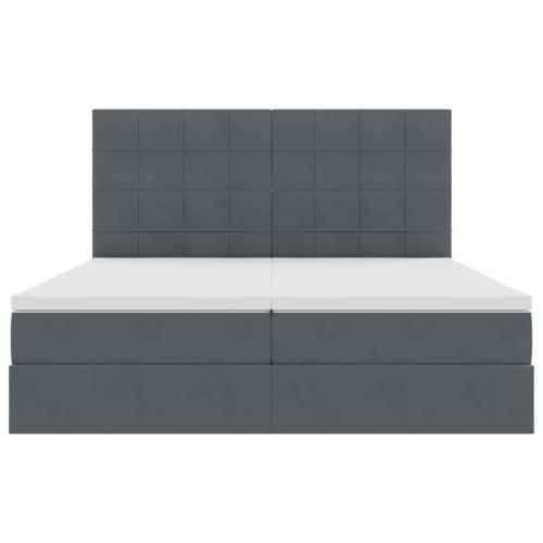 Легло С LED лентисти светлини Тъмен сив 180 x 200 cm Кадифе