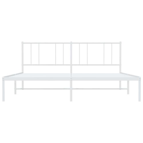 Метална рамка за легло с горна табла, бяла, 180x200 см