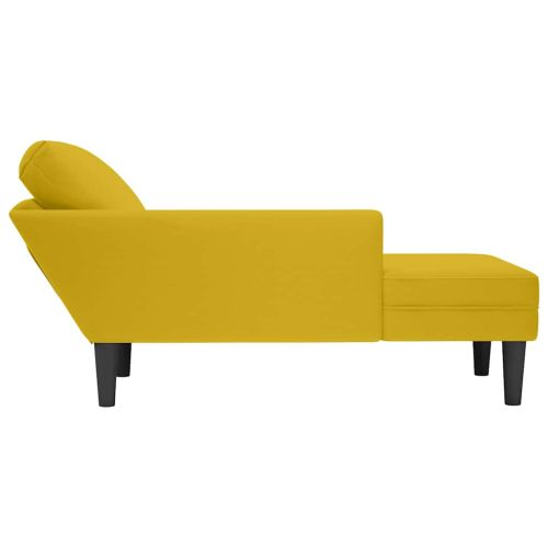 Кушетка с възглавница и десен подлакътник, жълт, кадифе