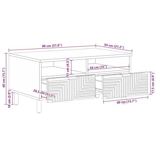 Масичка за кафе с чекмедже Кафяво 80 x 54 x 40 см
