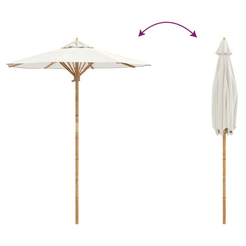 Градински парасол Кремаво Бяло Ø 270 x 260 см бамбук