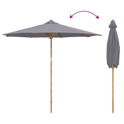 Градински парасол Тъмен сив Ø 270 x 260 см бамбук