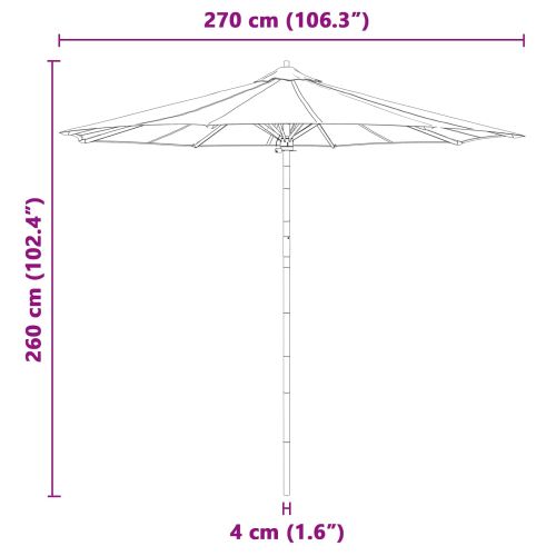Градински парасол Тъмен сив Ø 270 x 260 см бамбук