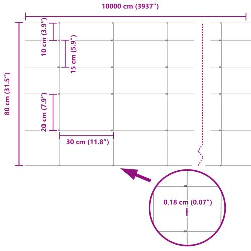 Ограда за пасища Сребрист 100 x 0,8 м Поцинкована стомана