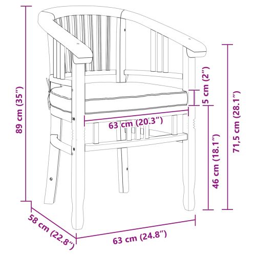Стол 2 pcs Кафяво 63 x 58 x 89 см Солидно тиково дърво