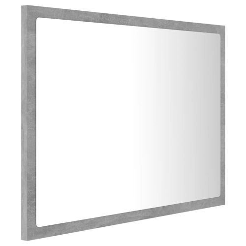 LED огледало за баня, бетонно сиво, 60x8,5x37 см, акрил