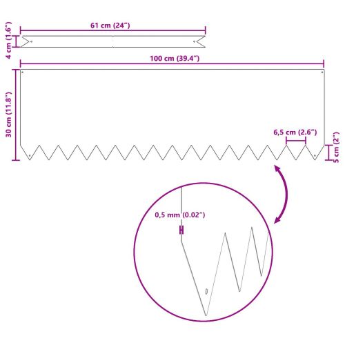 Ограда за трева 10 pcs Сребрист 100 x 0.05 x 20 см