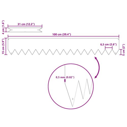 Ограда за трева 50 pcs Сребрист 100 x 0.05 x 20 см