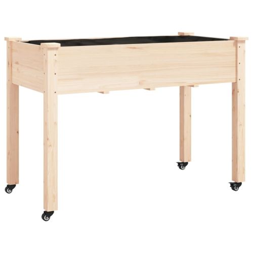 Плантер на колела с вложка 118x59x80 см масивна ела