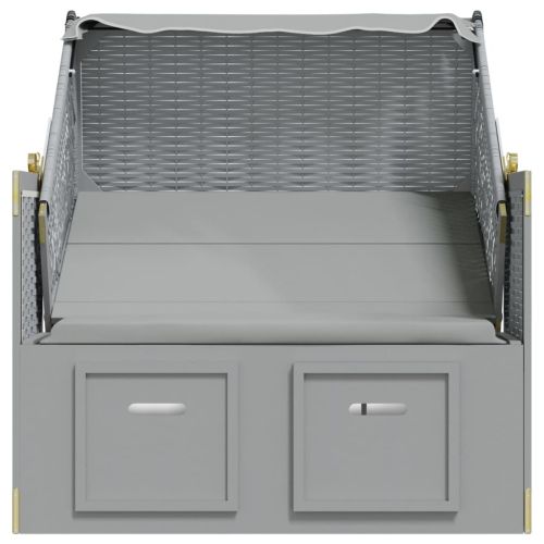 Strandkorb с навес, полиратан и масивно дърво, сиво