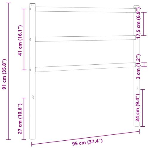 Метална резервна табла за легло, черна, 90 см