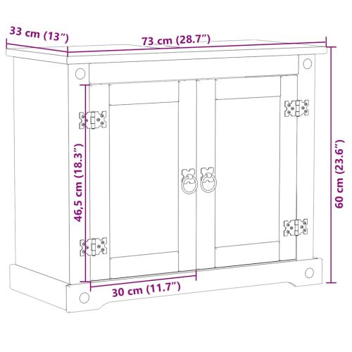 Шкаф за мивка за баня "Corona" 73x33x60 см бор масив