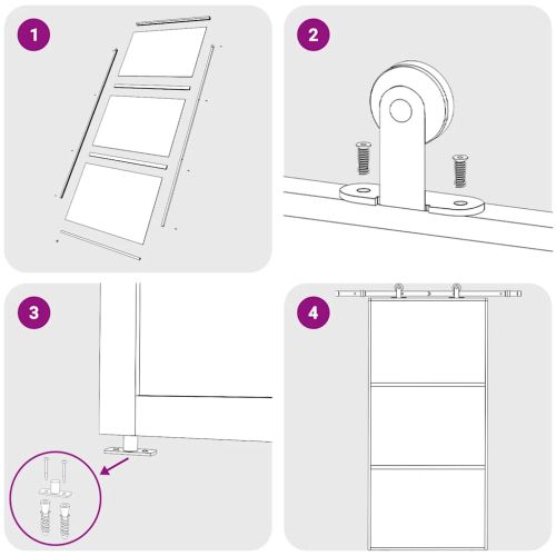 Плъзгаща врата, ESG стъкло и алуминий, 102x205 см, черна