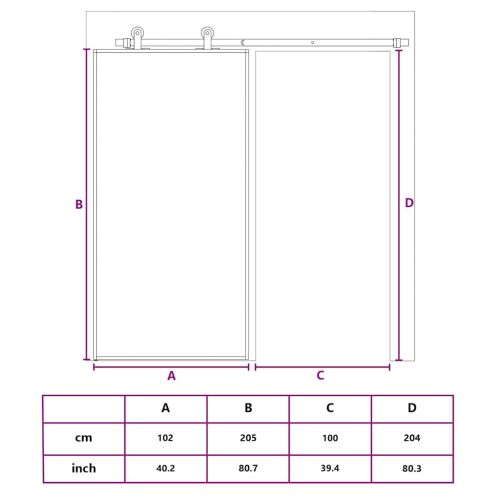 Плъзгаща врата, ESG стъкло и алуминий, 102x205 см, черна