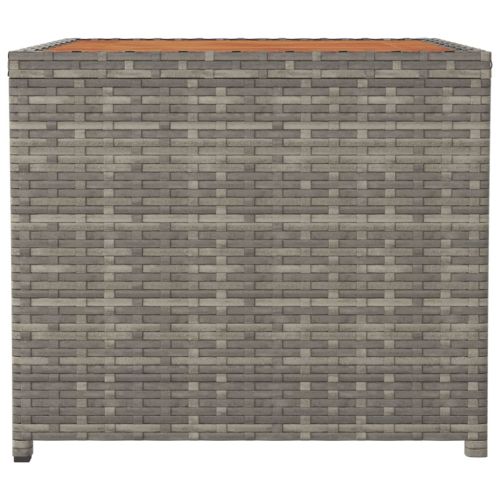 Маса за чай с дървен плот, сива, полиратан и акация масив