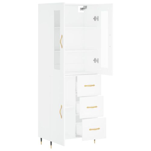 Висок шкаф, бял, 69,5x34x180 см, инженерно дърво