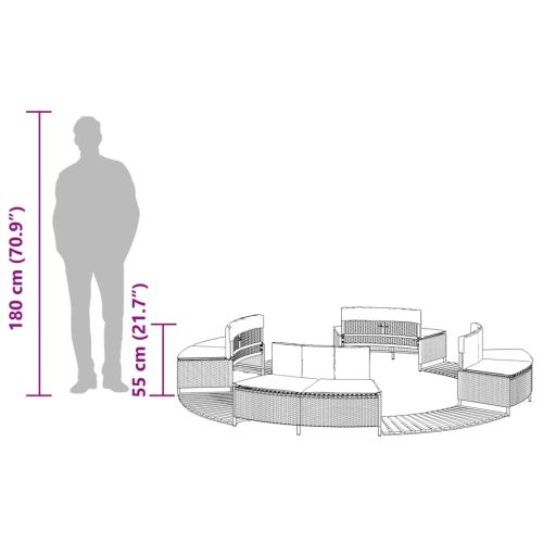 Ограждение за джакузи, черно, полиратан и масивна акация