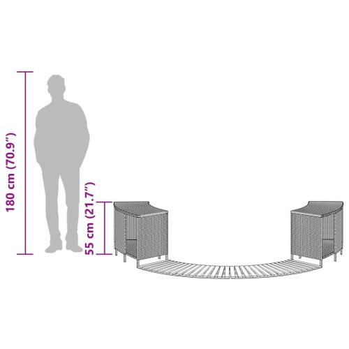 Ограждение за джакузи, сиво, полиратан и масивна акация