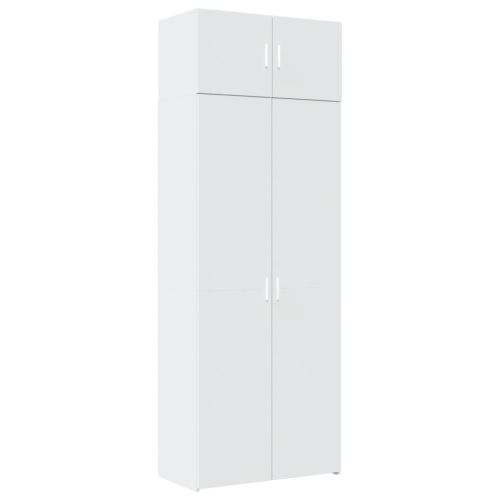 Шкаф за съхранение, бял, 80x42,5x225 см, инженерно дърво