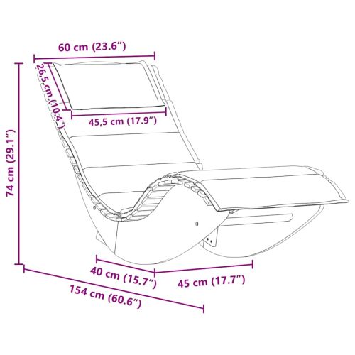 Шезлонг с възглавница 2 pcs Кафяво Солидно акациево дърво