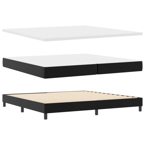 Легло с пружинирана основа с LED Черно 200 x 200 cm Изкуствена