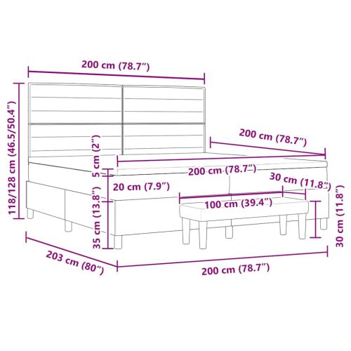 Легло с пружинирана основа с матрак Черно 200 x 200 cm текстил