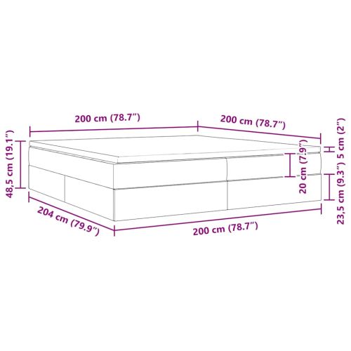 Легло с място за съхранение и матрак Черно 200 x 200 cm Кадифе